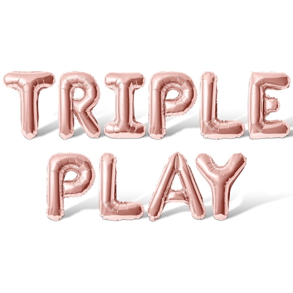 Letter Balloons - TRIPLE PLAY 16" Inch Alphabet Letters Foil Mylar Balloon 3rd Birthday Party Banner (Rose Gold)