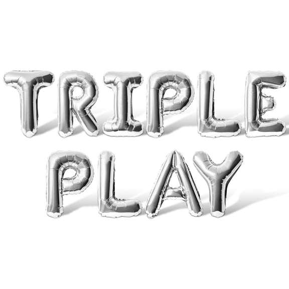 Letter Balloons - TRIPLE PLAY 16" Inch Alphabet Letters Foil Mylar Balloon 3rd Birthday Party Banner (Silver)