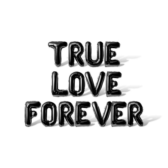 Letter Balloons - TRUE LOVE FOREVER 16" Inch Alphabet Letters Foil Mylar Balloon Wedding or Valentine's Day Party Banner (Black)
