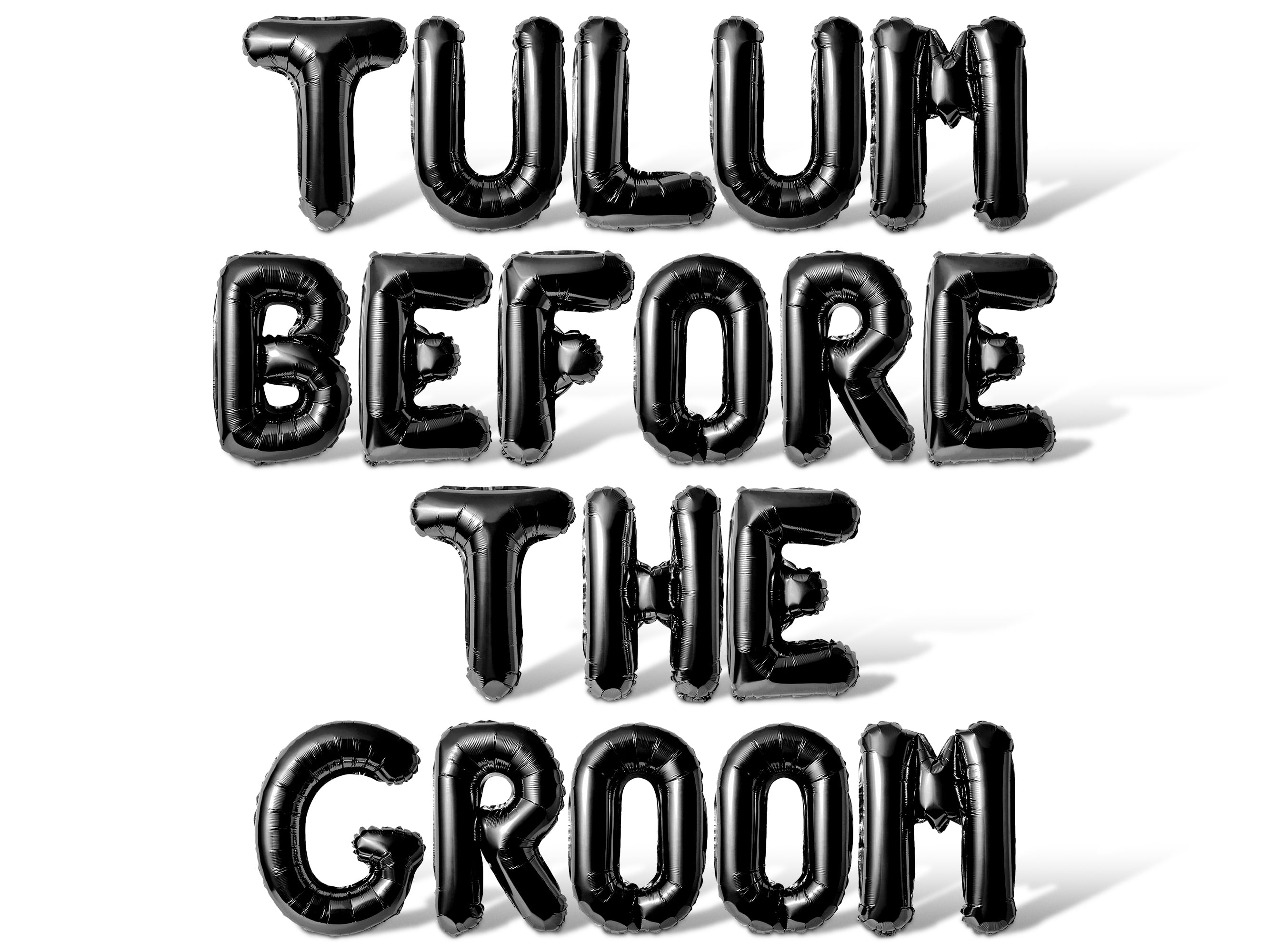 Letter Balloons - TULUM BEFORE THE GROOM 16" Inch Alphabet Letters Foil Mylar Balloon Bachelorette or Bridal Shower Party Banner (Black)