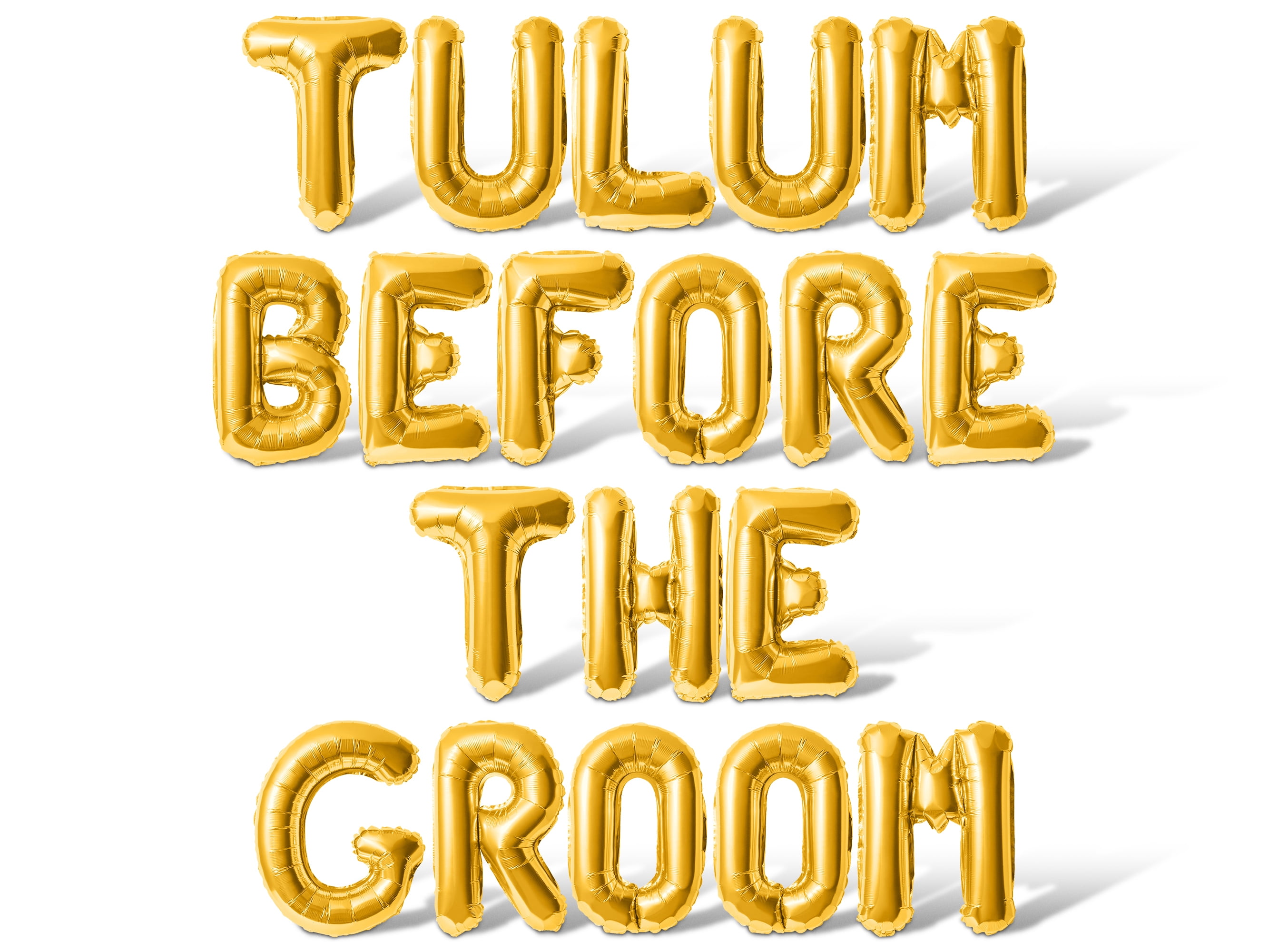 Letter Balloons - TULUM BEFORE THE GROOM 16" Inch Alphabet Letters Foil Mylar Balloon Bachelorette or Bridal Shower Party Banner (Gold)