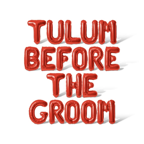 Letter Balloons - TULUM BEFORE THE GROOM 16" Inch Alphabet Letters Foil Mylar Balloon Bachelorette or Bridal Shower Party Banner (Red)