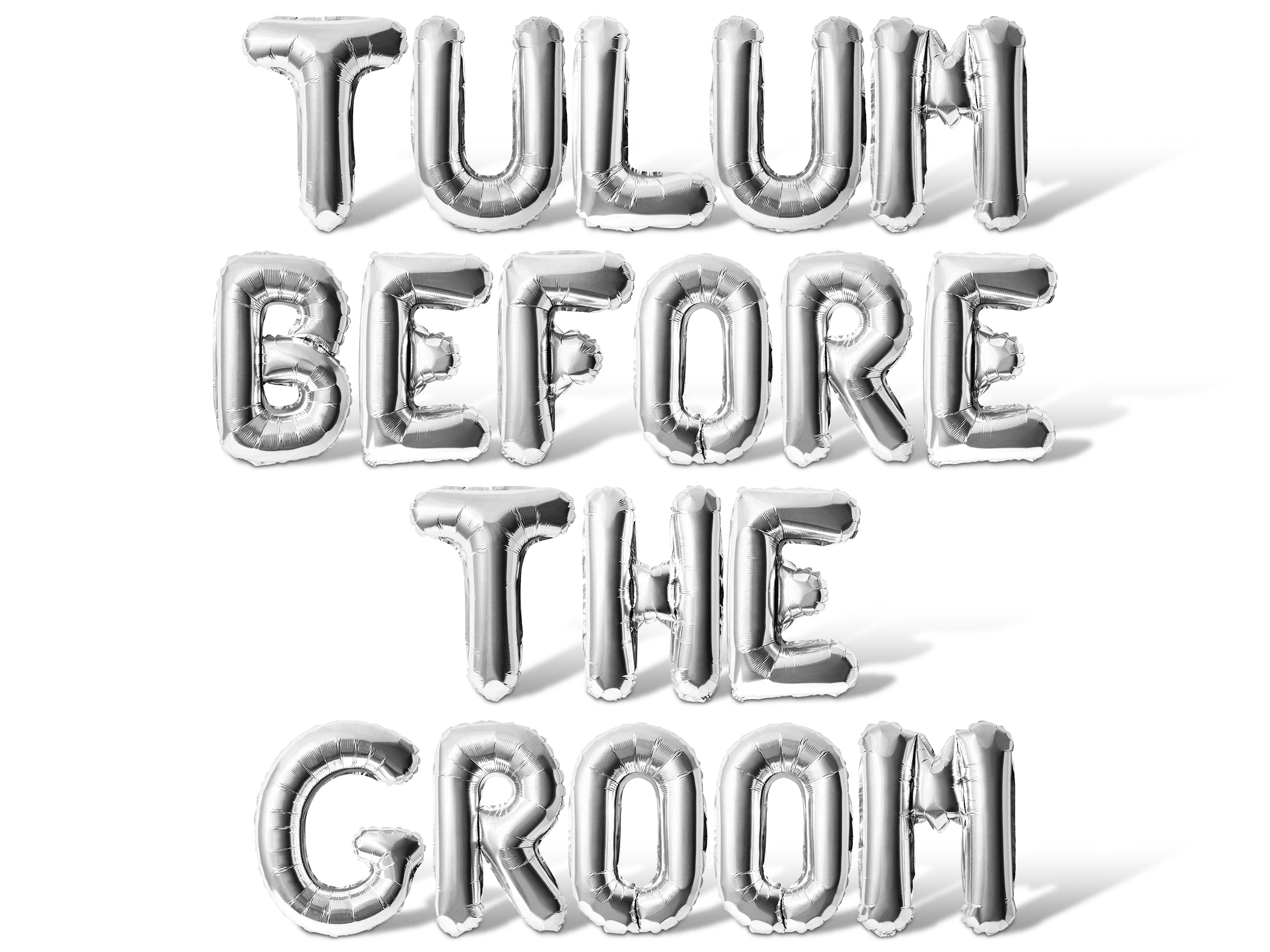 Letter Balloons - TULUM BEFORE THE GROOM 16" Inch Alphabet Letters Foil Mylar Balloon Bachelorette or Bridal Shower Party Banner (Silver)
