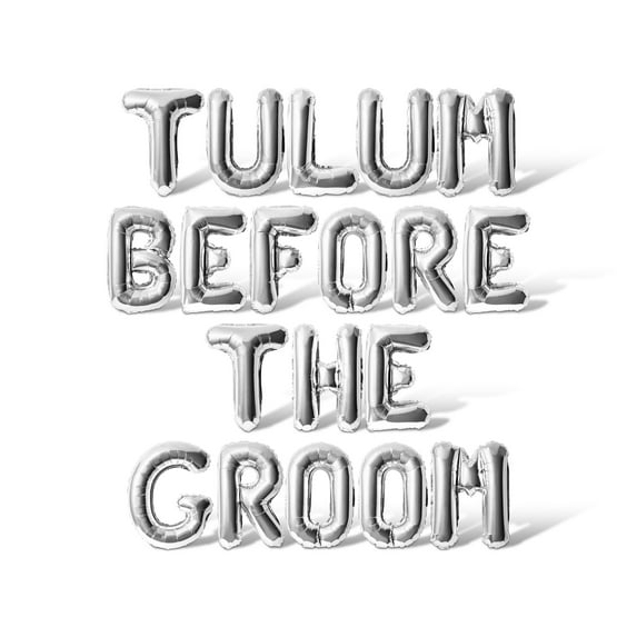 Letter Balloons - TULUM BEFORE THE GROOM 16" Inch Alphabet Letters Foil Mylar Balloon Bachelorette or Bridal Shower Party Banner (Silver)