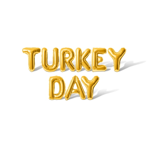 Letter Balloons - TURKEY DAY 16" Inch Alphabet Letters Foil Mylar Balloon Thanksgiving Party Banner (Gold)