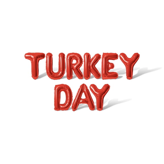 Letter Balloons - TURKEY DAY 16" Inch Alphabet Letters Foil Mylar Balloon Thanksgiving Party Banner (Red)