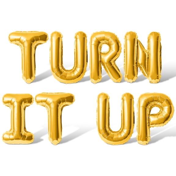 Letter Balloons - TURN IT UP 16" Inch Alphabet Letters Foil Mylar Balloon Bachelorette Party Banner (Gold)