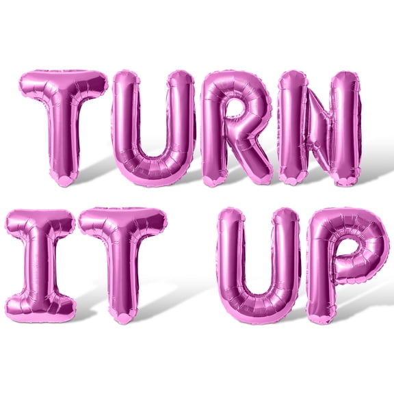 Letter Balloons - TURN IT UP 16" Inch Alphabet Letters Foil Mylar Balloon Bachelorette Party Banner (Pink)