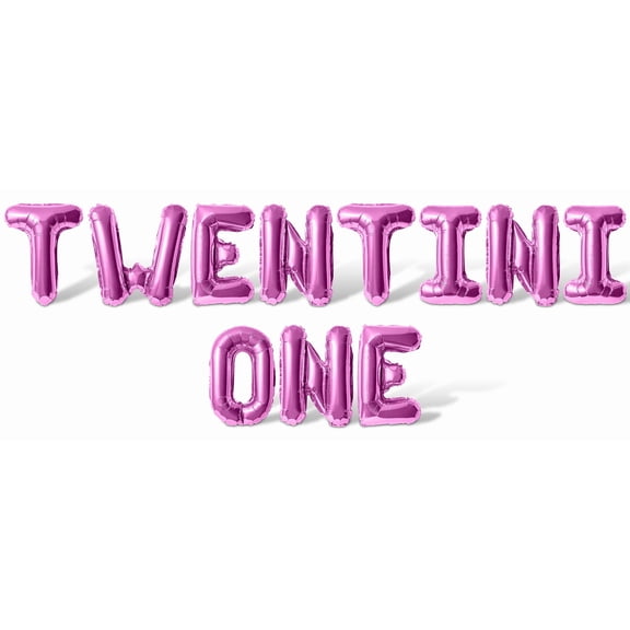 Letter Balloons - TWENTINI ONE 16" Inch Alphabet Letters Foil Mylar Balloon 21st Birthday Party Banner (Pink)