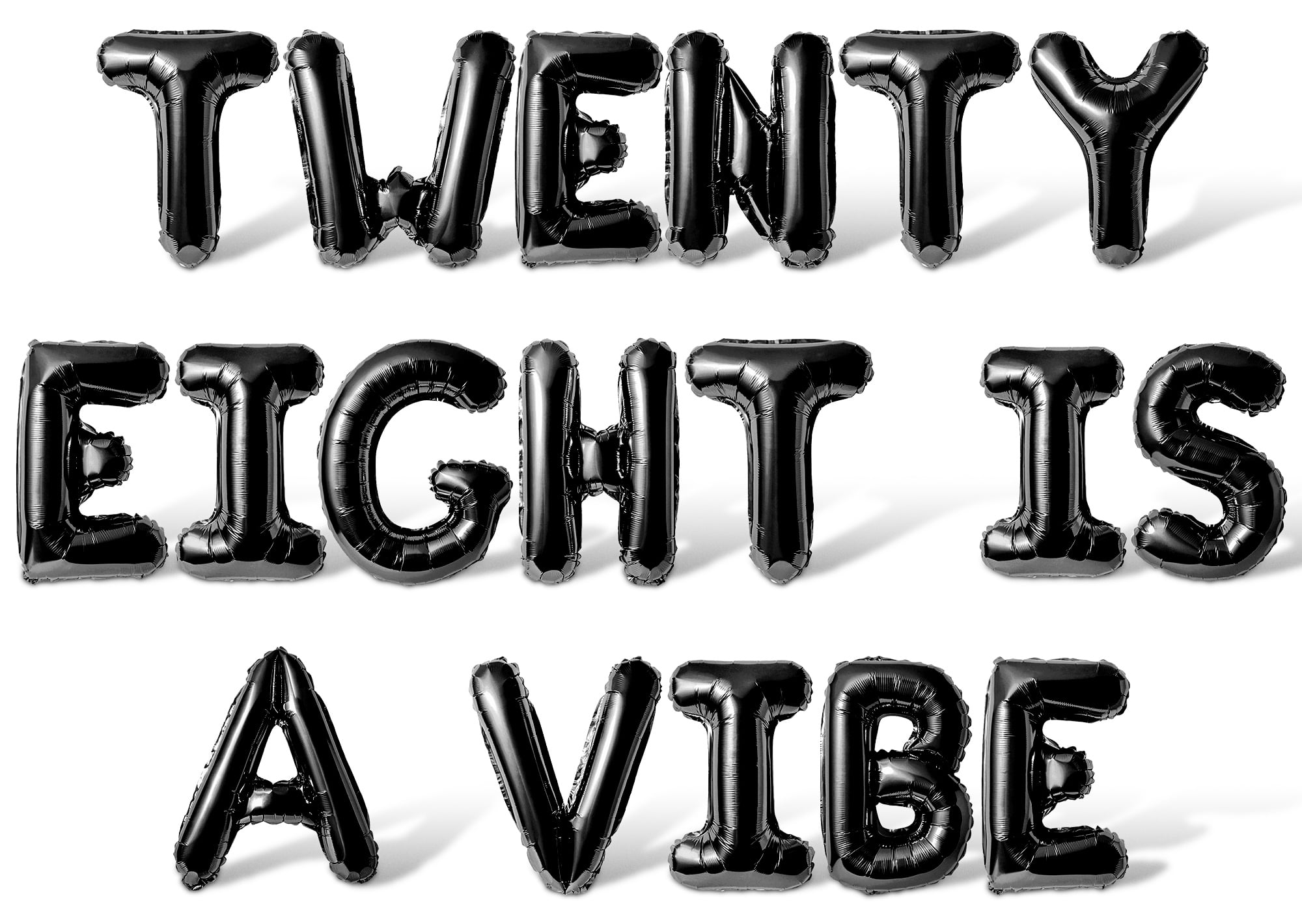 Letter Balloons - TWENTY EIGHT IS A VIBE 16" Inch Alphabet Letters Foil Mylar Balloon 28th Birthday Party Banner (Black)