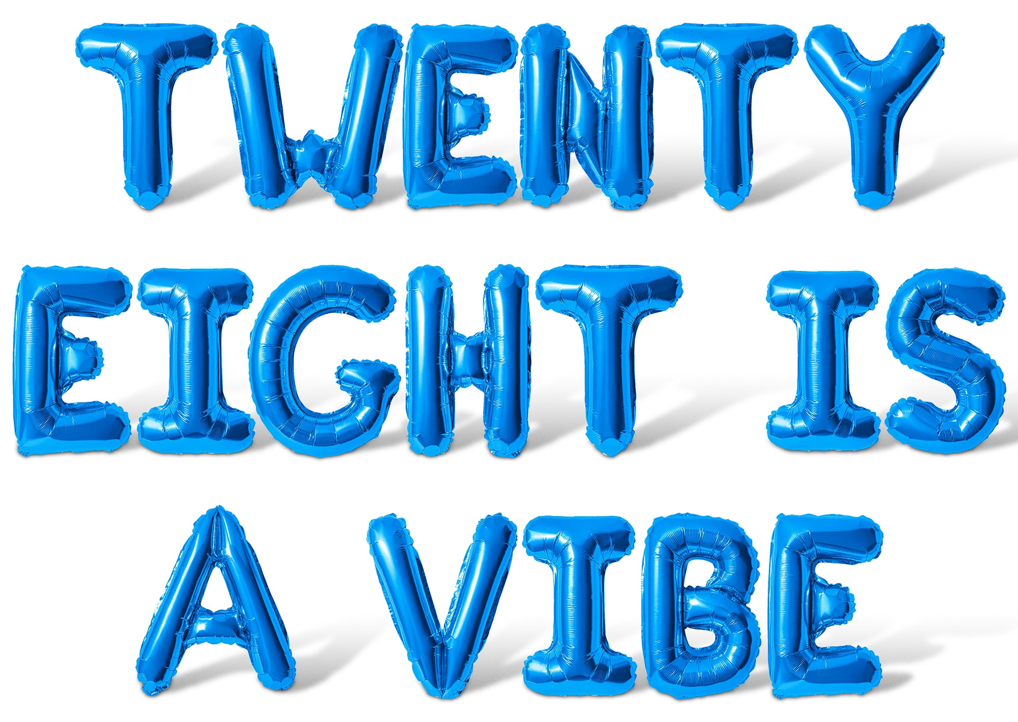 Letter Balloons - TWENTY EIGHT IS A VIBE 16" Inch Alphabet Letters Foil Mylar Balloon 28th Birthday Party Banner (Blue)