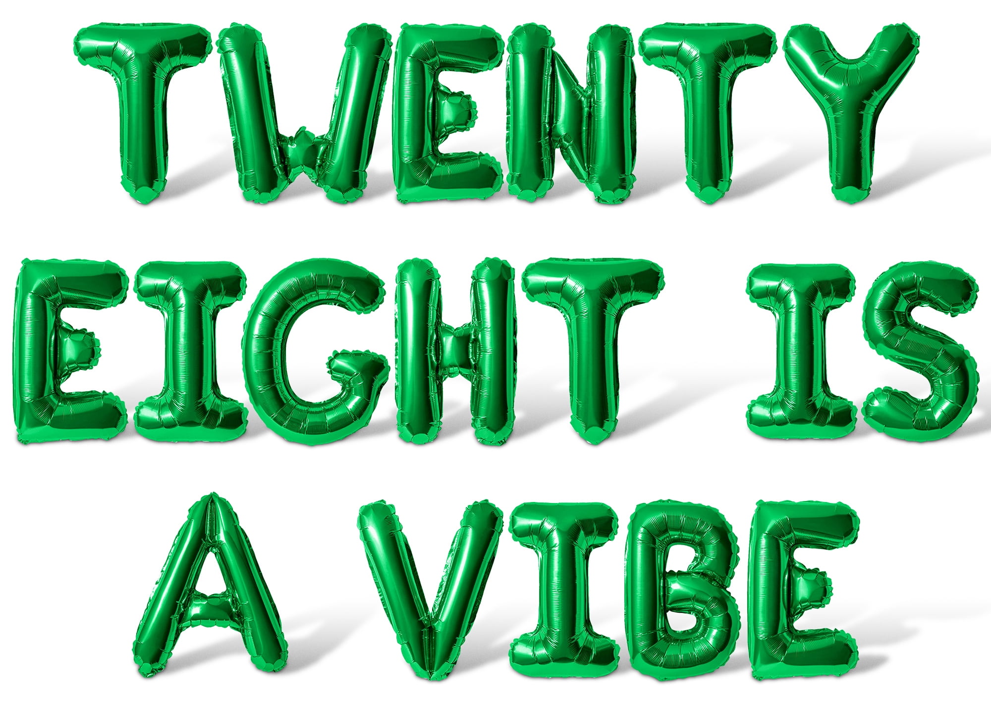 Letter Balloons - TWENTY EIGHT IS A VIBE 16" Inch Alphabet Letters Foil Mylar Balloon 28th Birthday Party Banner (Green)
