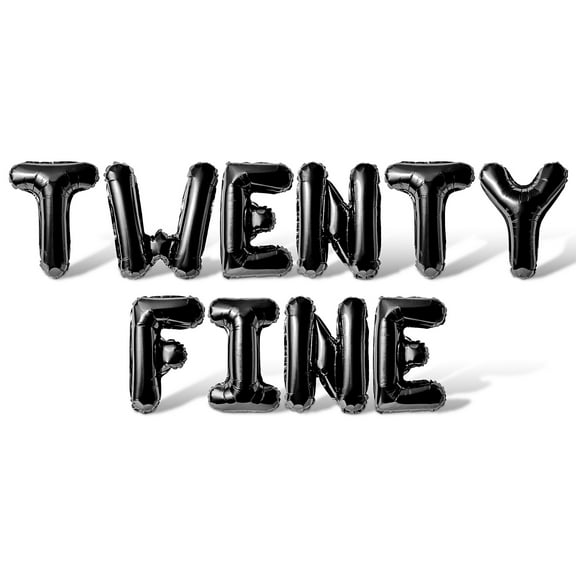 Letter Balloons - TWENTY FINE 16" Inch Alphabet Letters Foil Mylar Balloon 20th Birthday Party Banner (Black)
