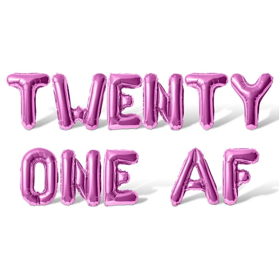 Letter Balloons - TWENTY ONE AF 16" Inch Alphabet Letters Foil Mylar Balloon 21st Birthday Party Banner (Pink)