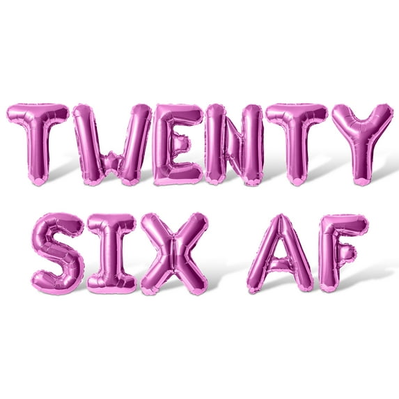 Letter Balloons - TWENTY SIX AF 16" Inch Alphabet Letters Foil Mylar Balloon 26th Birthday Party Banner (Pink)
