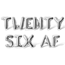 Letter Balloons - TWENTY SIX AF 16" Inch Alphabet Letters Foil Mylar Balloon 26th Birthday Party Banner (Silver)