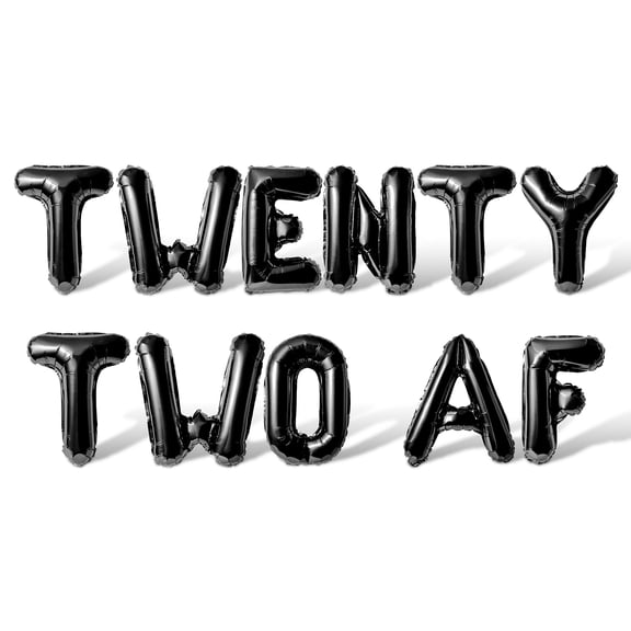 Letter Balloons - TWENTY TWO AF 16" Inch Alphabet Letters Foil Mylar Balloon 22nd Birthday Party Banner (Black)