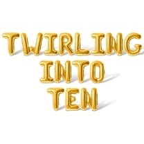 Letter Balloons -TWIRLING INTO TEN 16" Inch Alphabet Letters Foil Mylar Balloon 10th Birthday Party Banner (Gold)