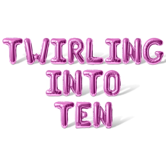 Letter Balloons -TWIRLING INTO TEN 16" Inch Alphabet Letters Foil Mylar Balloon 10th Birthday Party Banner (Pink)