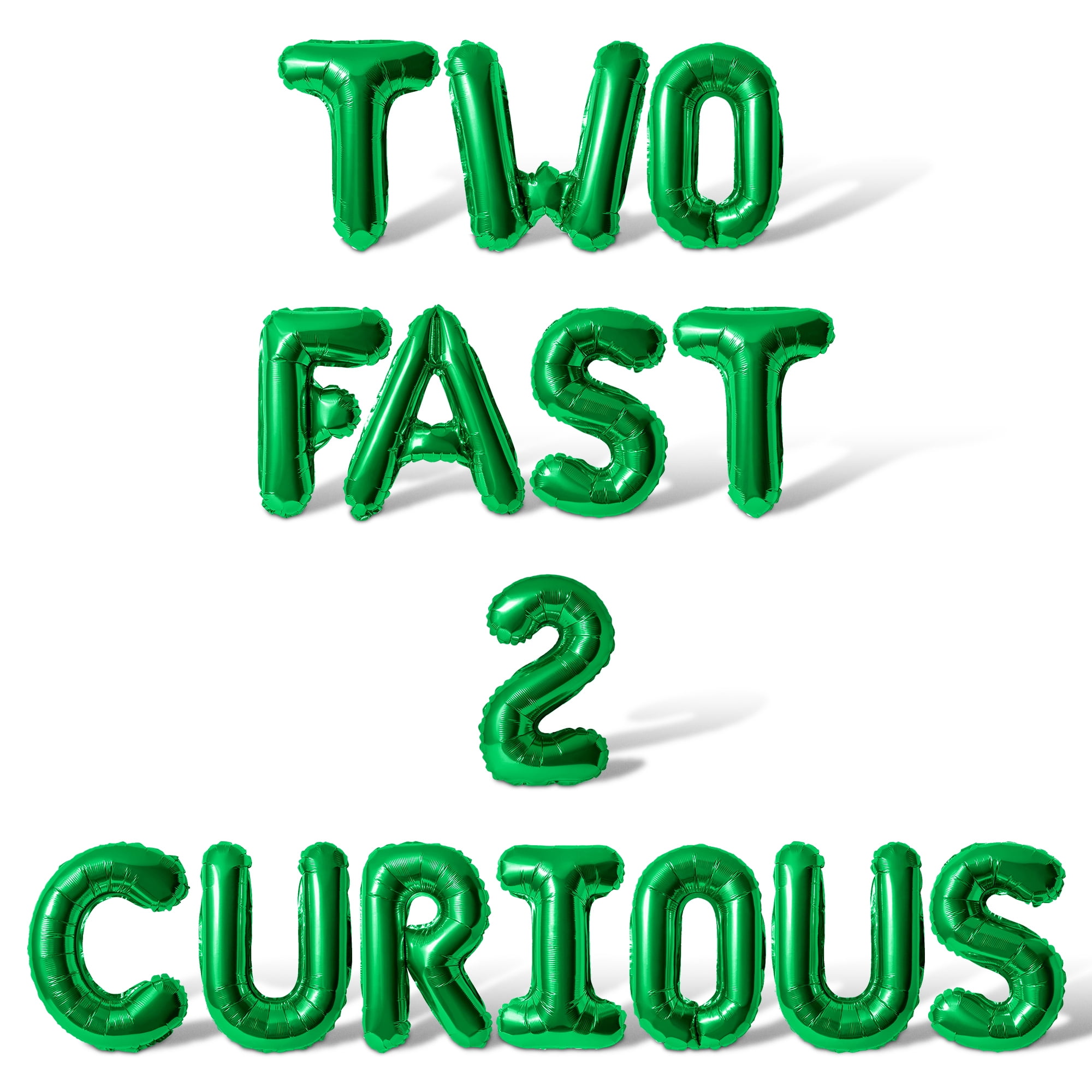 Letter Balloons - TWO FAST 2 CURIOUS 16" Inch Alphabet Letters Foil Mylar Balloon 2nd Birthday Party Banner (Green)