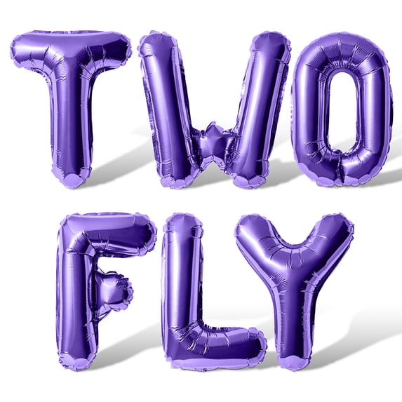 Letter Balloons - TWO FLY 16" Inch Alphabet Letters Foil Mylar Balloon 2nd Birthday Party Banner (Purple)
