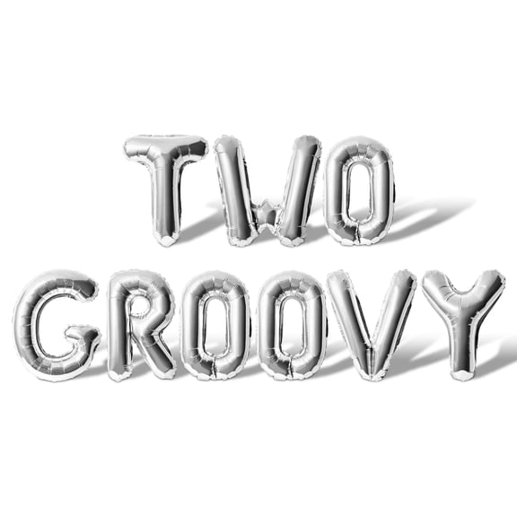 Letter Balloons - TWO GROOVY 16" Inch Alphabet Letters Foil Mylar Balloon 2nd Birthday Party Banner (Silver)