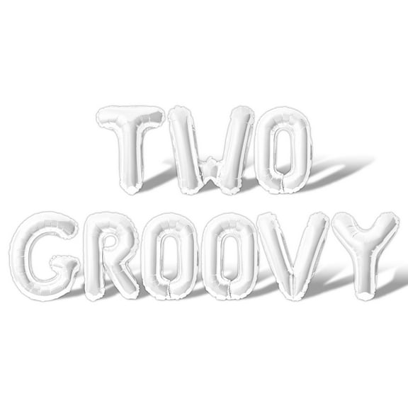 Letter Balloons - TWO GROOVY 16" Inch Alphabet Letters Foil Mylar Balloon 2nd Birthday Party Banner (White)