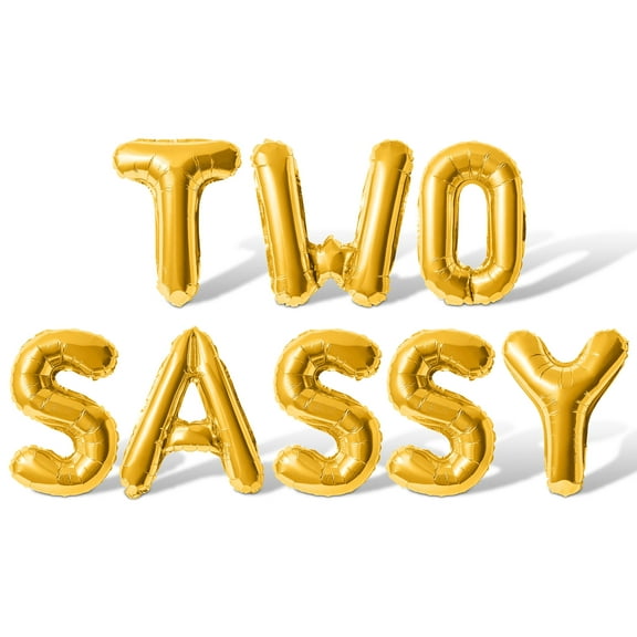 Letter Balloons - TWO SASSY 16" Inch Alphabet Letters Foil Mylar Balloon 2nd Birthday Party Banner (Gold)