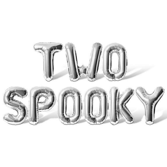 Letter Balloons - TWO SPOOKY 16" Inch Alphabet Letters Foil Mylar Balloon 2nd Birthday Party Banner (Silver)