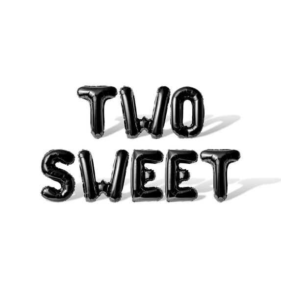 Letter Balloons - TWO SWEET 16" Inch Alphabet Letters Foil Mylar Balloon Birthday Party Banner (Black)