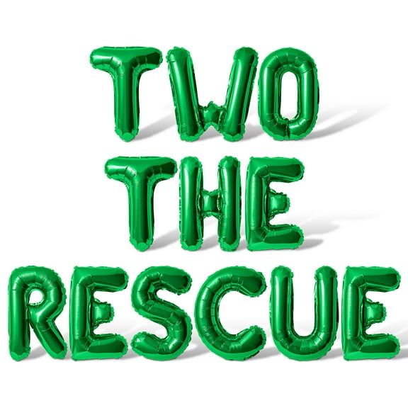 Letter Balloons - TWO THE RESCUE 16" Inch Alphabet Letters Foil Mylar Balloon 2nd Birthday Party Banner (Green)