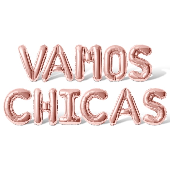 Letter Balloons - VAMOS CHICAS 16" Inch Alphabet Letters Foil Mylar Balloon Bachelorette or Bridal Shower Party Banner (Rose Gold)