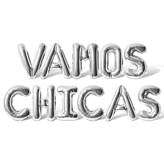 Letter Balloons - VAMOS CHICAS 16" Inch Alphabet Letters Foil Mylar Balloon Bachelorette or Bridal Shower Party Banner (Silver)
