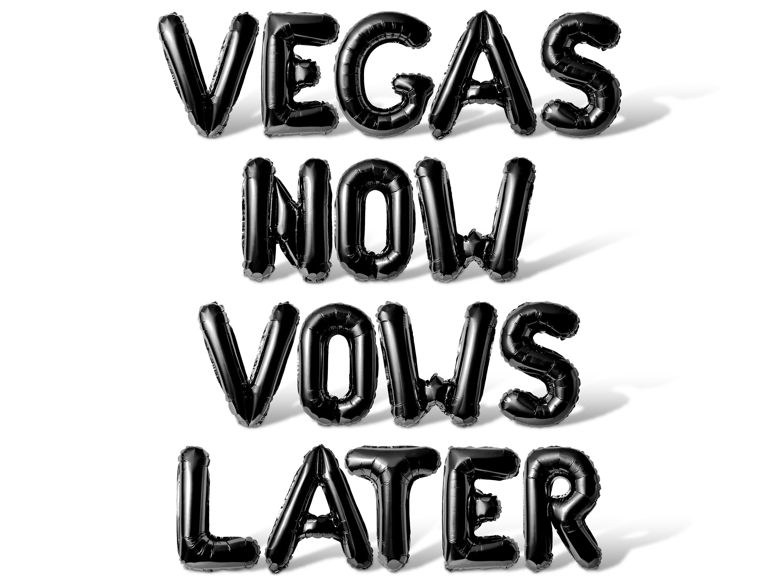Letter Balloons - VEGAS NOW VOWS LATER 16" Inch Alphabet Letters Foil Mylar Balloon Bachelorette or Bridal Shower Party Banner (Black)