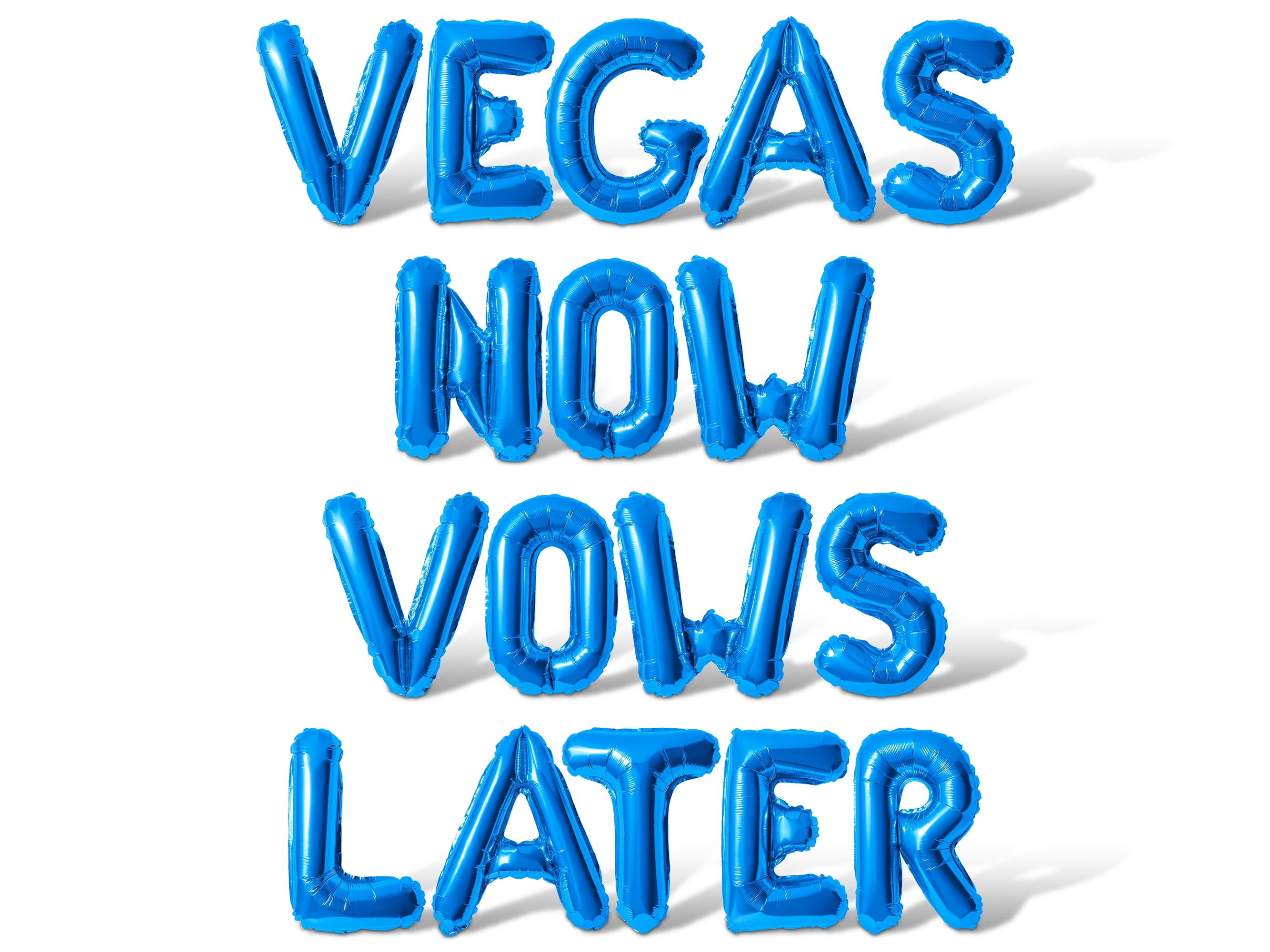 Letter Balloons - VEGAS NOW VOWS LATER 16" Inch Alphabet Letters Foil Mylar Balloon Bachelorette or Bridal Shower Party Banner (Blue)
