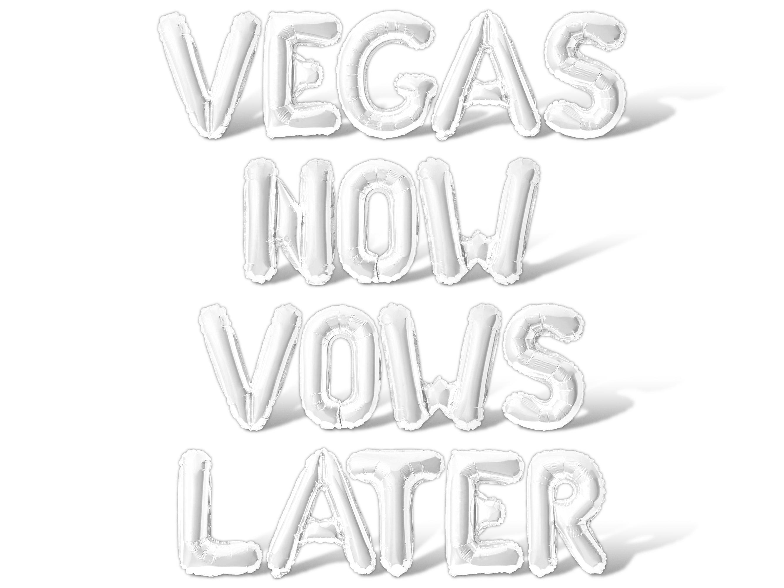 Letter Balloons - VEGAS NOW VOWS LATER 16" Inch Alphabet Letters Foil Mylar Balloon Bachelorette or Bridal Shower Party Banner (White)