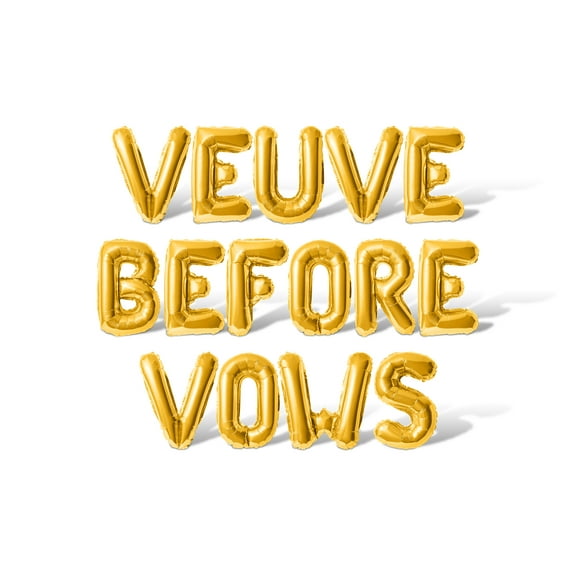 Letter Balloons - VEUVE BEFORE VOWS 16" Inch Alphabet Letters Foil Mylar Balloon Bachelorette or Bridal Shower Party Banner (Gold)