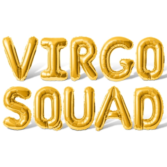 Letter Balloons - VIRGO SQUAD 16" Inch Alphabet Letters Foil Mylar Balloon Virgo Birthday Party Banner (Gold)