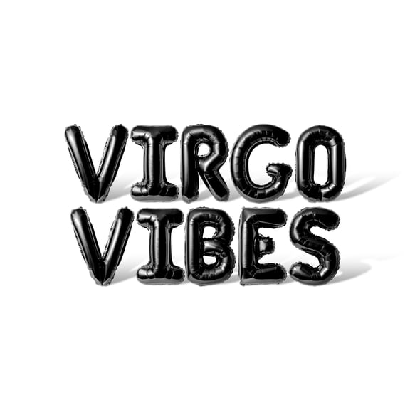 Letter Balloons - VIRGO VIBES 16" Inch Alphabet Letters Foil Mylar Balloon Birthday Party Banner (Black)