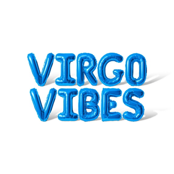 Letter Balloons - VIRGO VIBES 16" Inch Alphabet Letters Foil Mylar Balloon Birthday Party Banner (Blue)