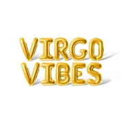 Letter Balloons - VIRGO VIBES 16" Inch Alphabet Letters Foil Mylar Balloon Birthday Party Banner (Gold)