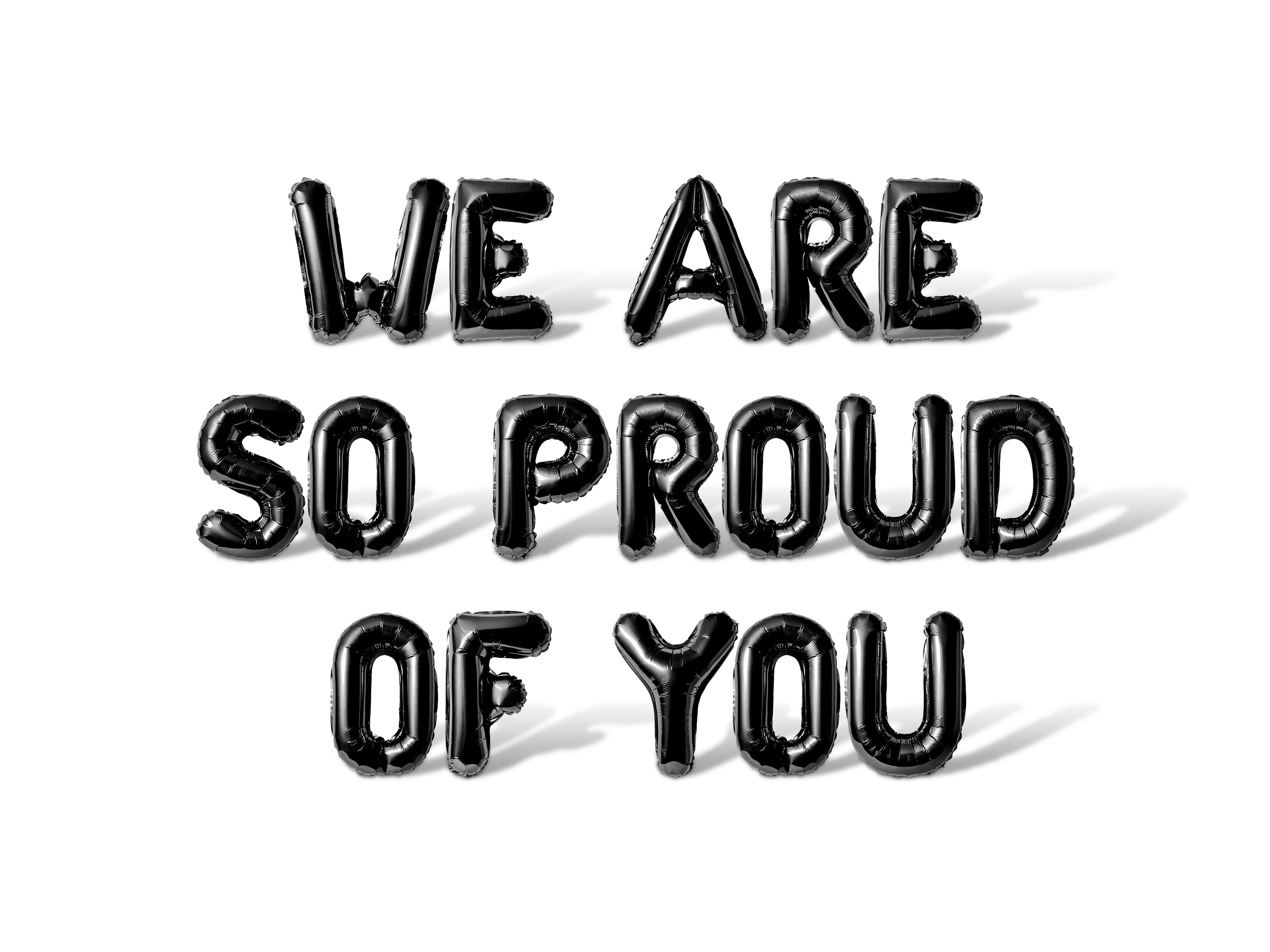 Letter Balloons - WE ARE SO PROUD OF YOU 16" Inch Alphabet Letters Foil Mylar Balloon Graduation Party Banner (Black)
