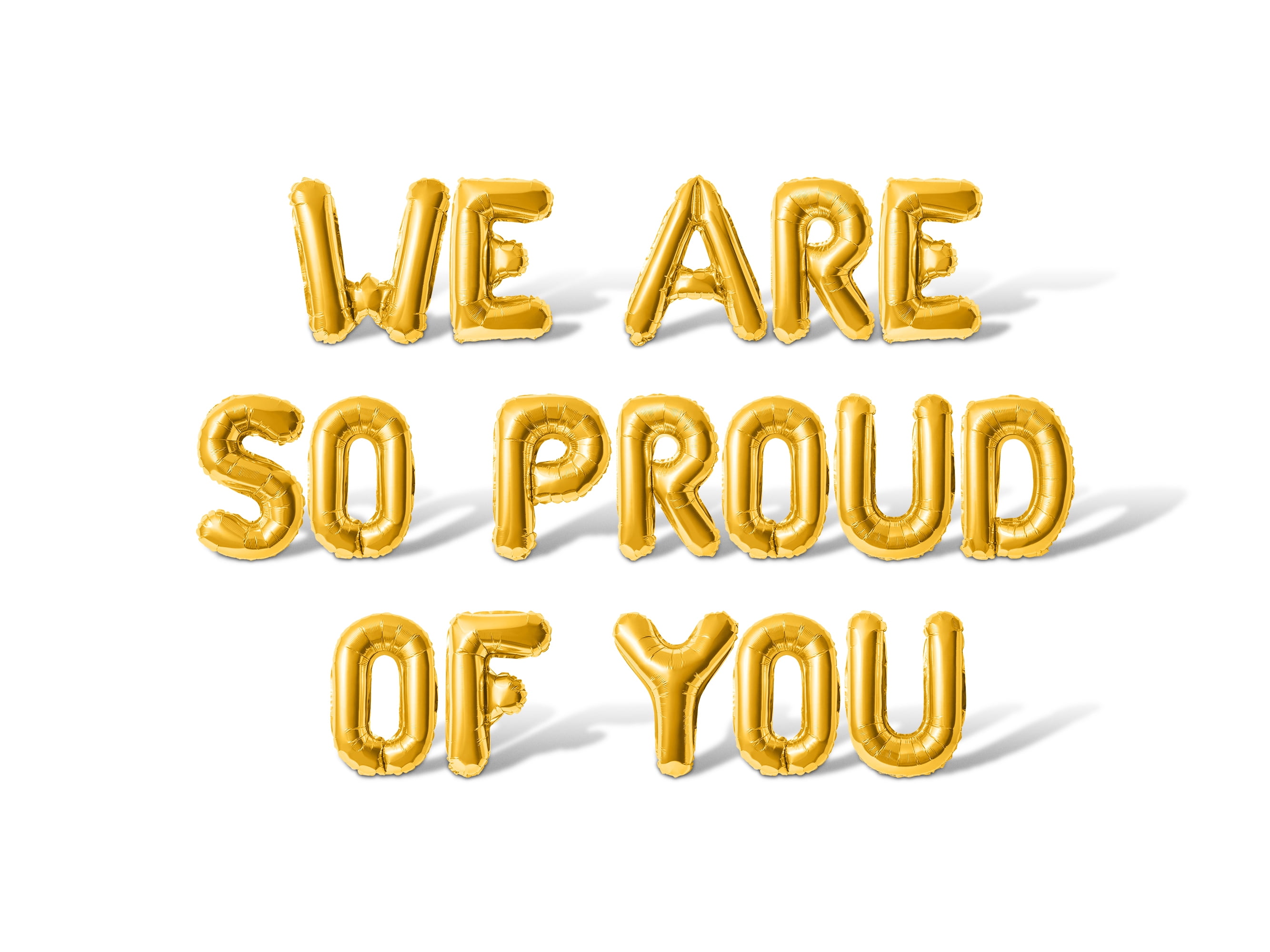 Letter Balloons - WE ARE SO PROUD OF YOU 16" Inch Alphabet Letters Foil Mylar Balloon Graduation Party Banner (Gold)