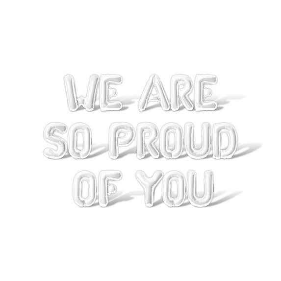 Letter Balloons - WE ARE SO PROUD OF YOU 16" Inch Alphabet Letters Foil Mylar Balloon Graduation Party Banner (White)
