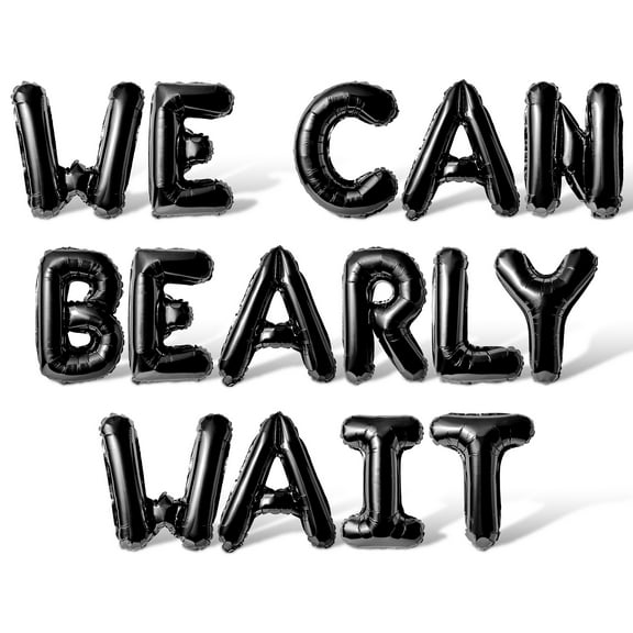Letter Balloons - WE CAN BEARLY WAIT 16" Inch Alphabet Letters Foil Mylar Balloon Baby Shower Party Banner (Black)