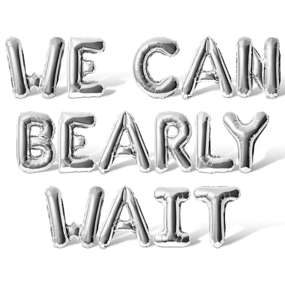 Letter Balloons - WE CAN BEARLY WAIT 16" Inch Alphabet Letters Foil Mylar Balloon Baby Shower Party Banner (Silver)