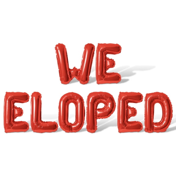 Letter Balloons - WE ELOPED 16" Inch Alphabet Letters Foil Mylar Balloon Elopement Party Banner (Red)