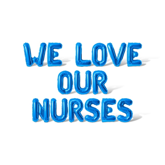 Letter Balloons - WE LOVE OUR NURSES 16" Inch Alphabet Letters Foil Mylar Balloon Nurse Appreciation Party Banner (Blue)