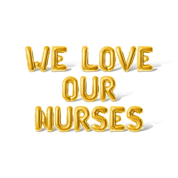 Letter Balloons - WE LOVE OUR NURSES 16" Inch Alphabet Letters Foil Mylar Balloon Nurse Appreciation Party Banner (Gold)