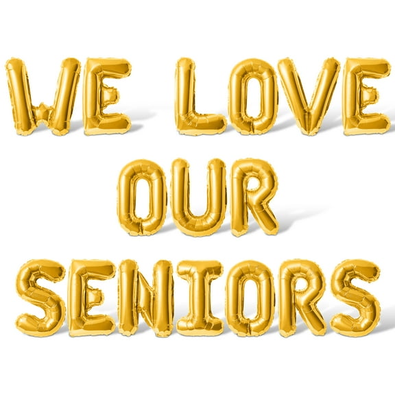 Letter Balloons - WE LOVE OUR SENIORS 16" Inch Alphabet Letters Foil Mylar Balloon Senior Day Party Banner (Gold)